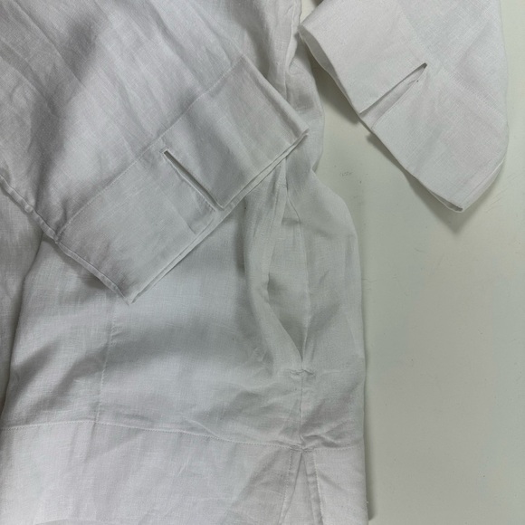 Lands End Women’s White Linen Beach Tunic V Neck Long Sleeve Pockets Mint Cond. - Picture 8 of 9